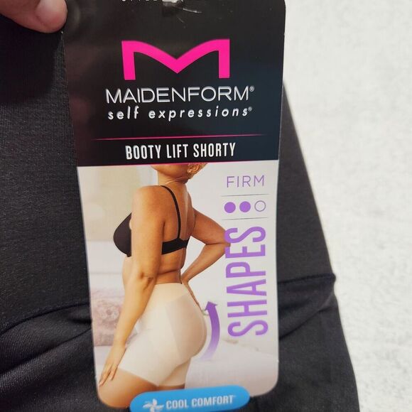 MAIDENFORM SHORTS BOOTY LIFT SHAPEWEAR SIZE 2XL BLACK SMOOTHING WAISTBAND - Picture 7 of 12